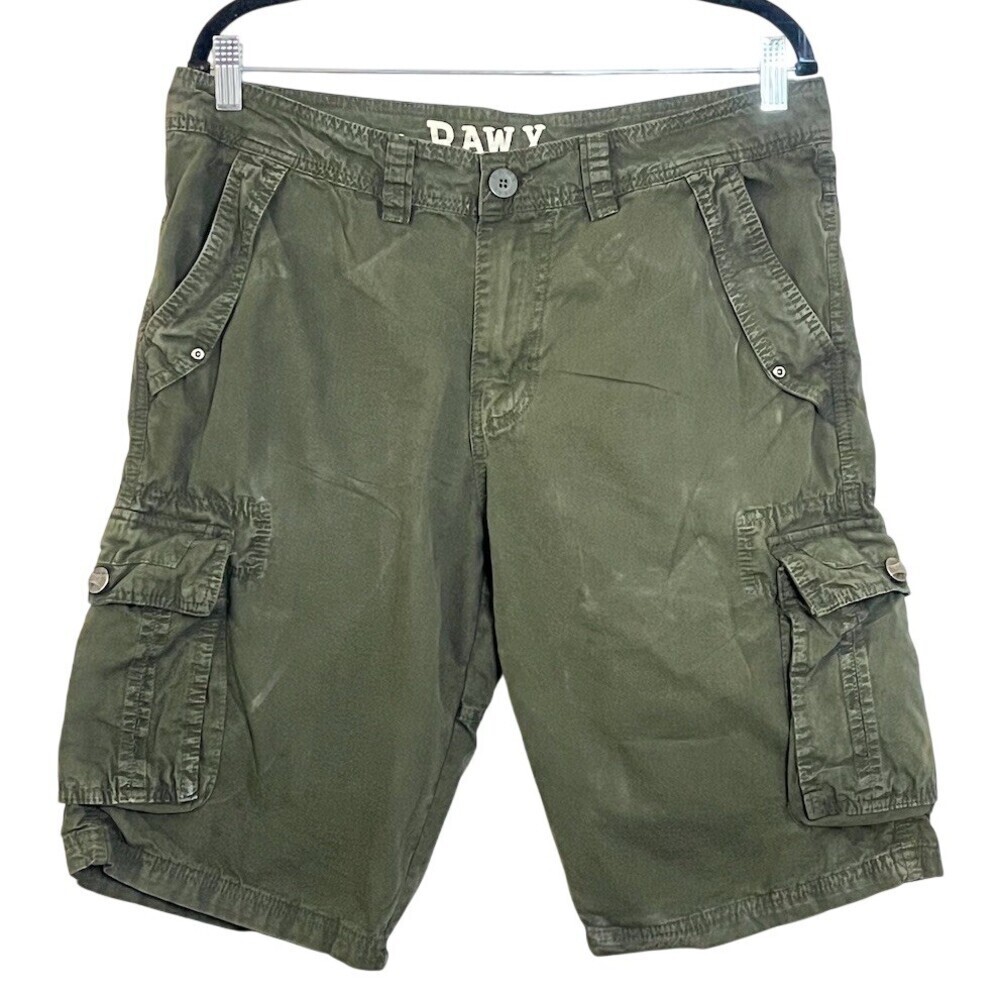 Raw X Cargo Shorts Men's Size 34 Olive Green Utility Streetwear Hiking Summer